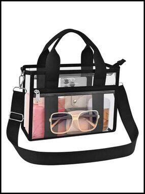 Clear Stadium Tote Bag Waterproof PVC Messenger Purse for Events